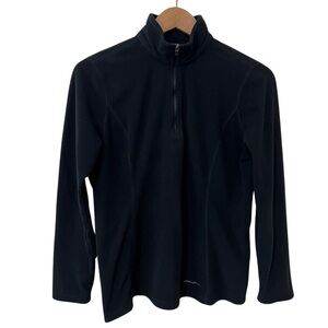 Eddie Bauer Women's Black Quater Zip Size Medium MicroFleece Pullover Layer